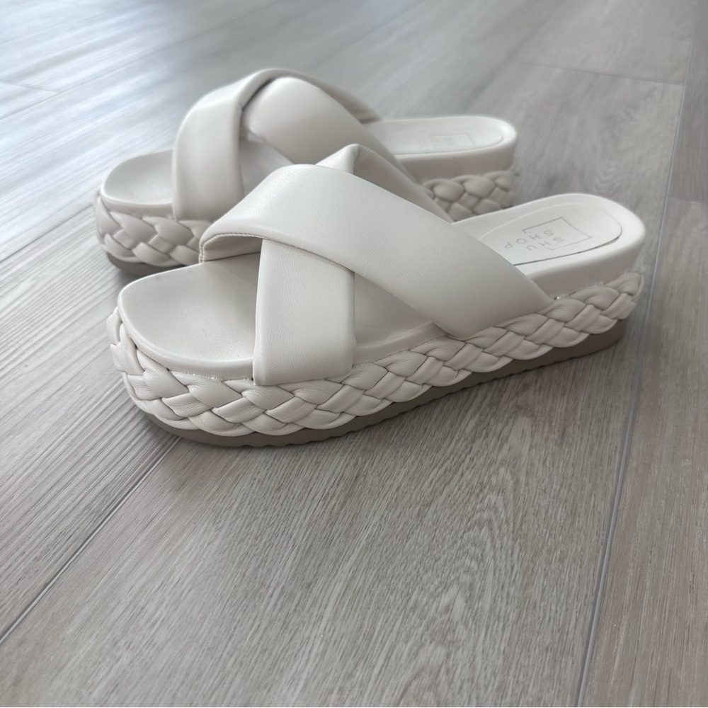 ShuShop Kimora Braided detail platform sandal off white size 8.5